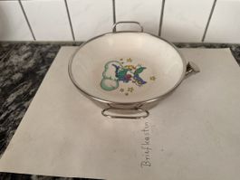 Kinderteller mit Henkeln und Motiv, Keramik Metall