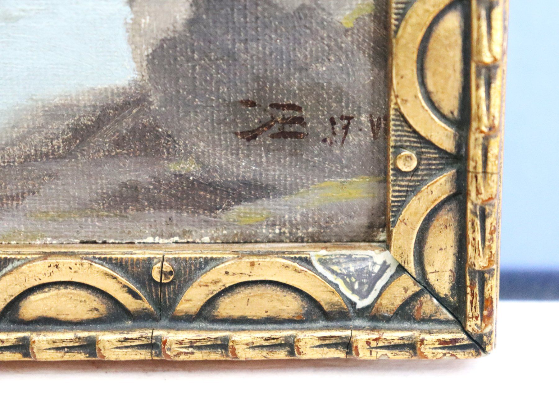 Tableaux: Wildbach, Oel auf Karton, rechts unleserlich monogrammiert – Neuf (Voir description) à Zug par Kunst-Fundgrube 1