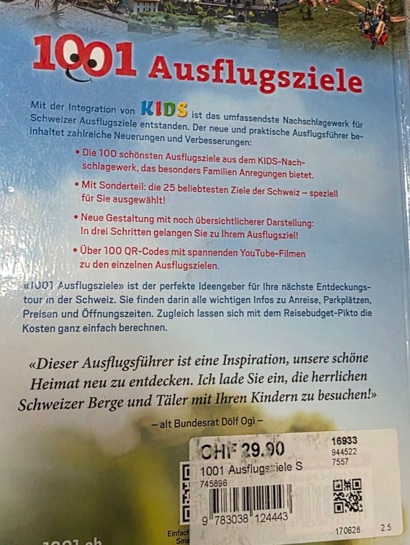 Libri: 1001 Ausflugsziele Schweiz – Usato da Niederbipp venduto da Tamara15101995 2