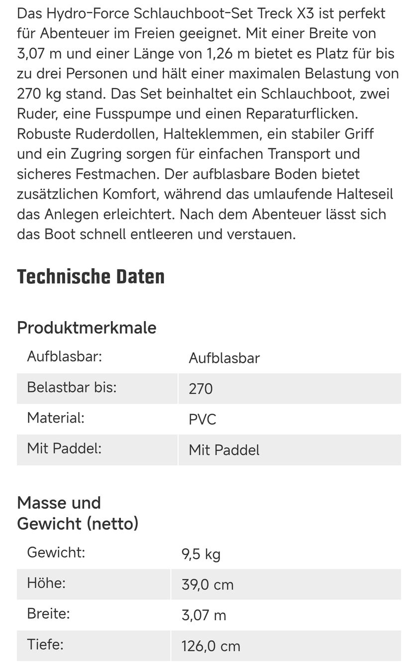 Bestway Boote: Bestway Hydro-Force Treck X3 Schlauchboot – Gebraucht aus Volketswil von BabaShop 3