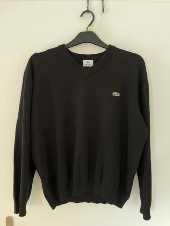 Lacoste Wollpullover, Schwarz, over / boxy fit. Gr. 7, y2k