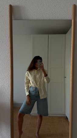 Button Down Bluse gelb gestreift Gr. S von Etam