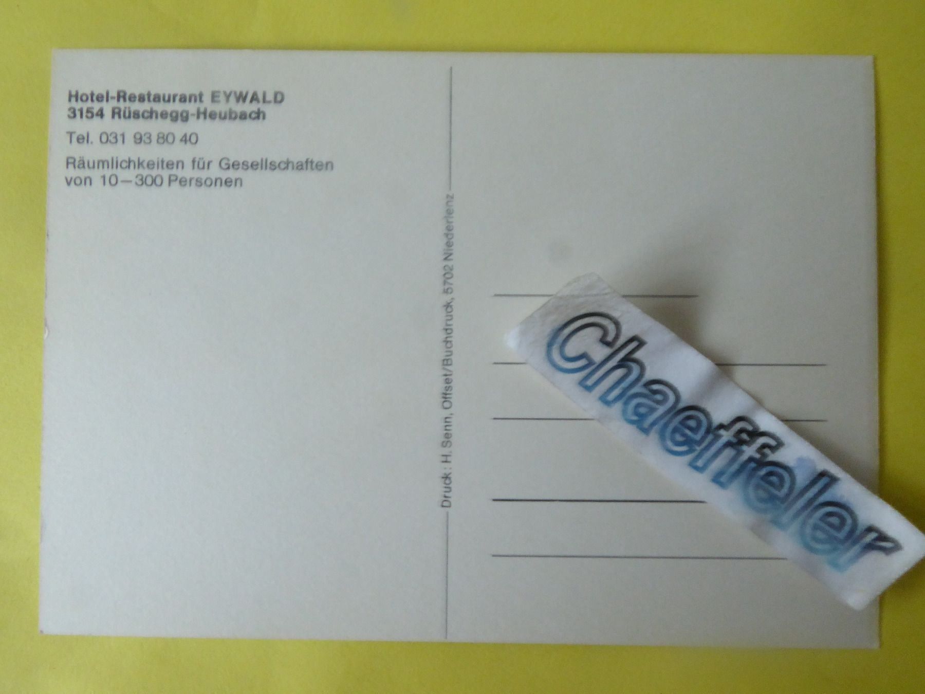 Ansichtskarten: Hotel-Restaurant Eywald, Rüschegg-Heubach – Gebraucht aus Zürich von Chaeffeler 1