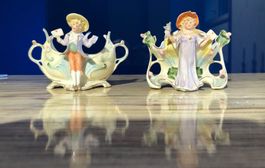 Antike Porzellan Figuren, Jugendstil, Paar