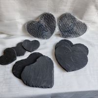 Herzförmige Schieferplatten, Untersetzer, 12 Stück, Neu, DIV