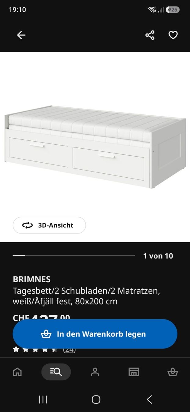 Ikea Letti: Tagesbett mit 2 Schubladen weiss – Usato da Schnottwil venduto da Reichana 4