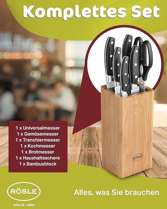 Rösle Coltelli: RÖSLE CUISINE Bürsten Messerblock, 7-tlg. Set – Nuovo e nell'imballaggio originale da Oberentfelden venduto da abz_l7vm 6