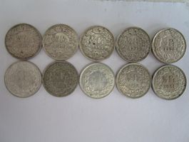 10 x 1/2 Franken  Silber