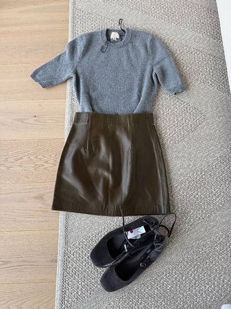 Minimalistic Style Leder Rock Jupe; Superbe Jupe cuir