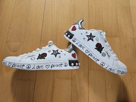 Coole Sommer-Sneakers, Gr. 38, "Love and Peace"