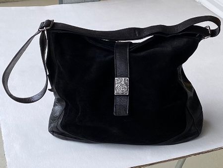 Schwarze Handtasche Wildleder/Leder