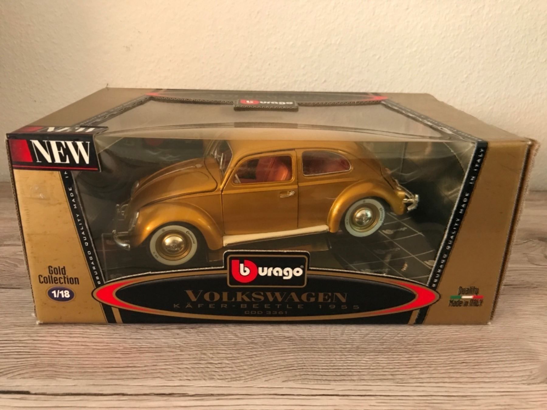Bburago Modellini d'auto: Volkswagen Käfer -Beetle Gold Collection – Nuovo e nell'imballaggio originale da Buchs ZH venduto da rc-indoorbahn
