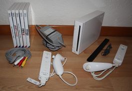 -- Nintendo Wii Konsole mit 2 Controller & 5 Games --