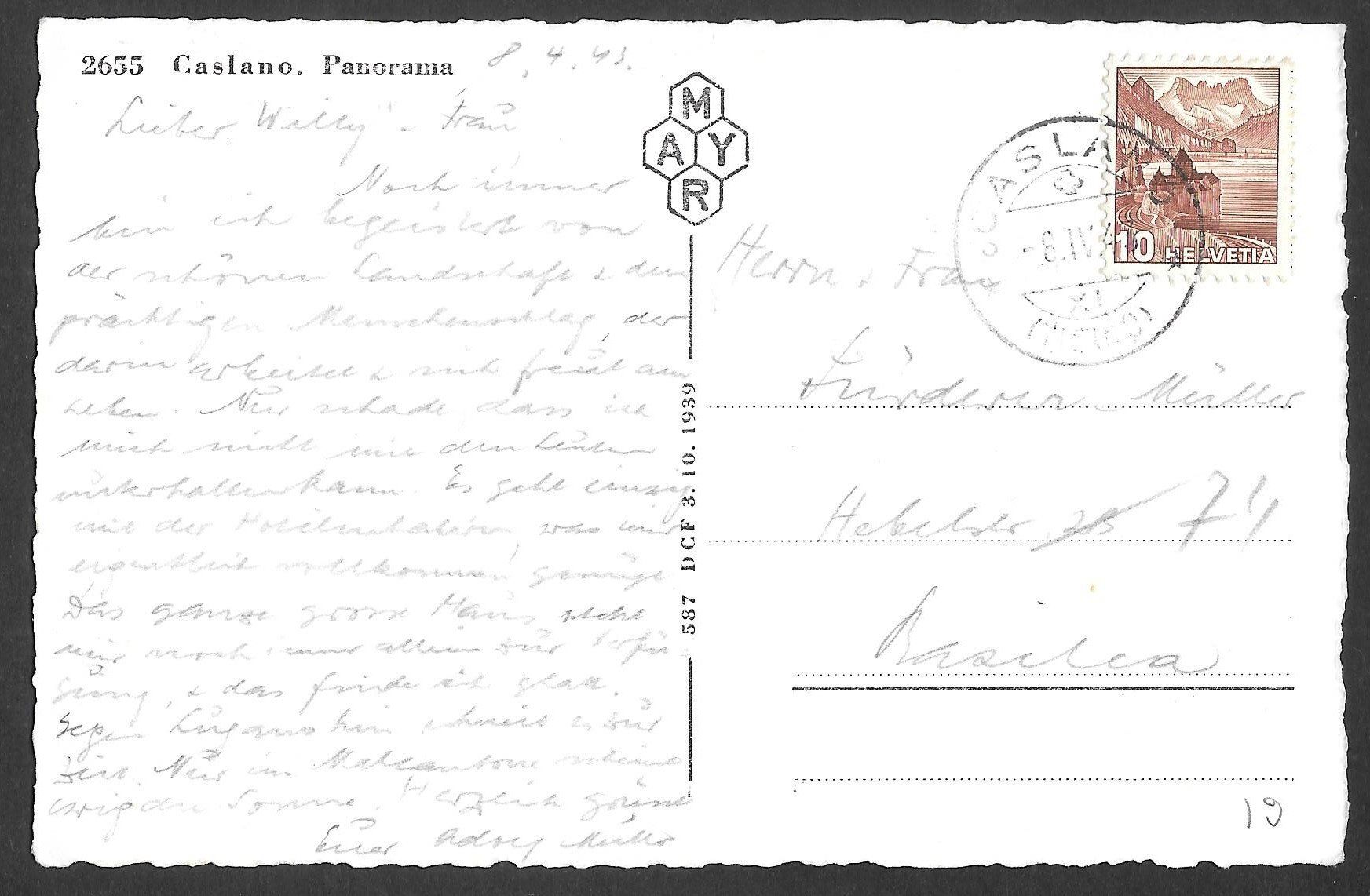 Cartoline postali: Caslano Panorama – Usato da Olten venduto da clotaldi 1
