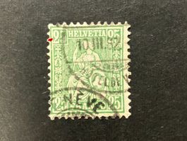 Sitzende Helvetia, Kat.49, gestempelt, Faserpapier, KP 150.-