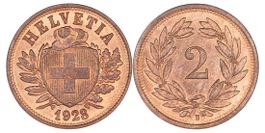 2 Rappen von 1928 (Stempelglanz)