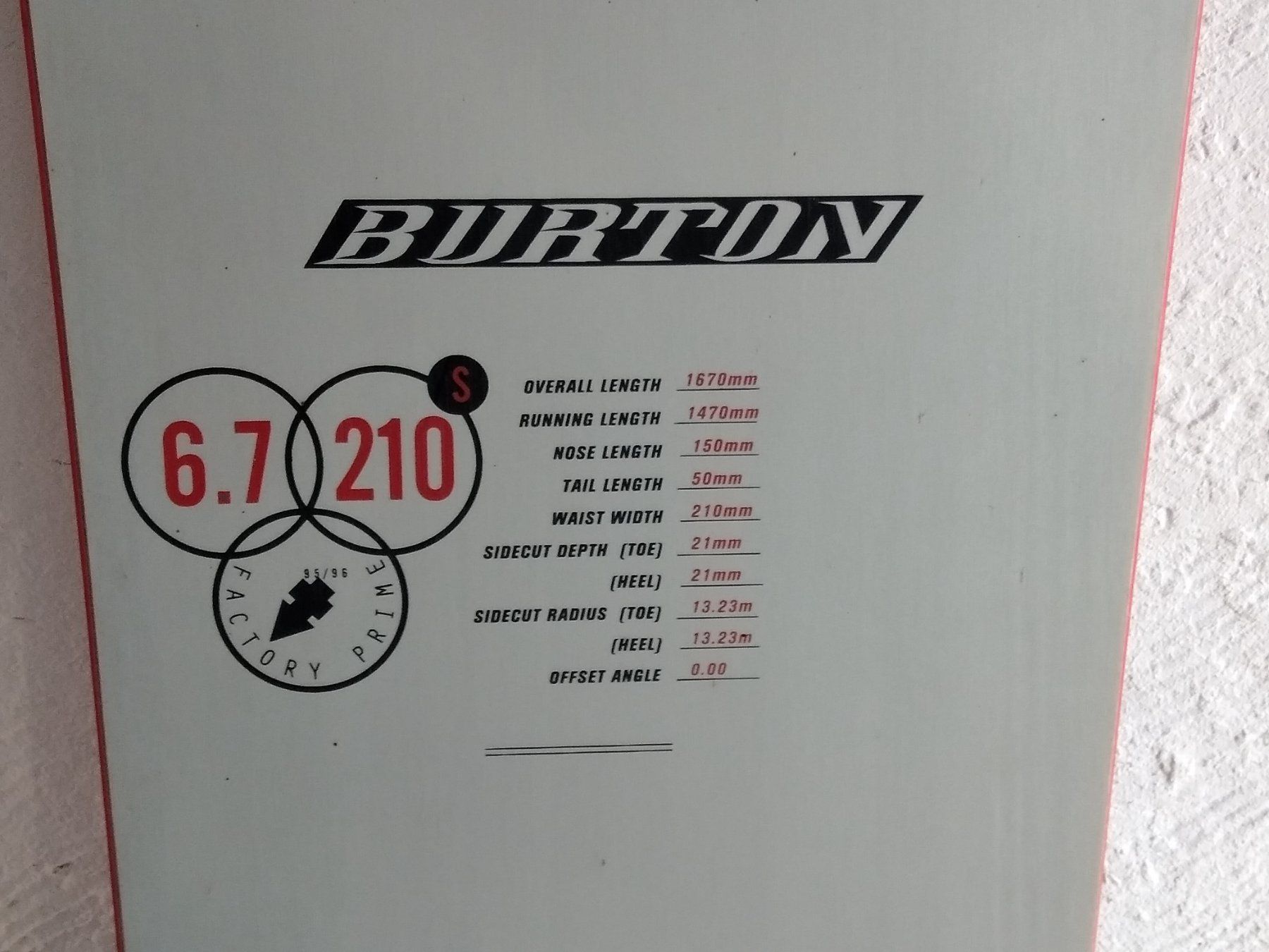 Burton Board: Snowboard Burton 6.7 mit Plattenbindung – Usato da Zug venduto da guggi717 3