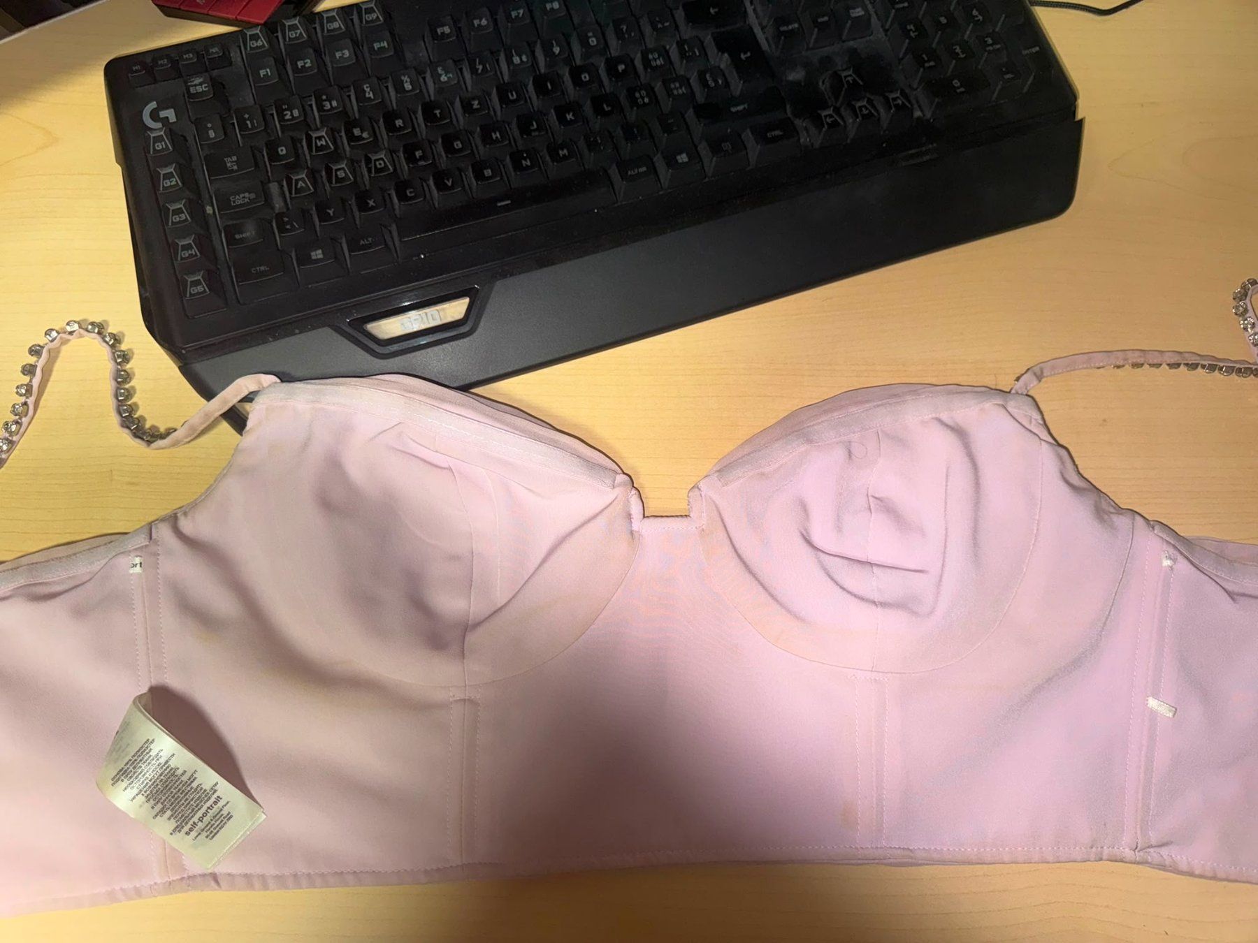 Self-Portrait Tops: Self-Portrait Crystal Embellished Bustier Pink – D'occasion à Schattdorf par Remligand 4
