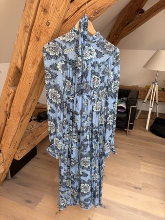 Diane von Furstenberg Kleid blau Blumenmuster Grösse 38