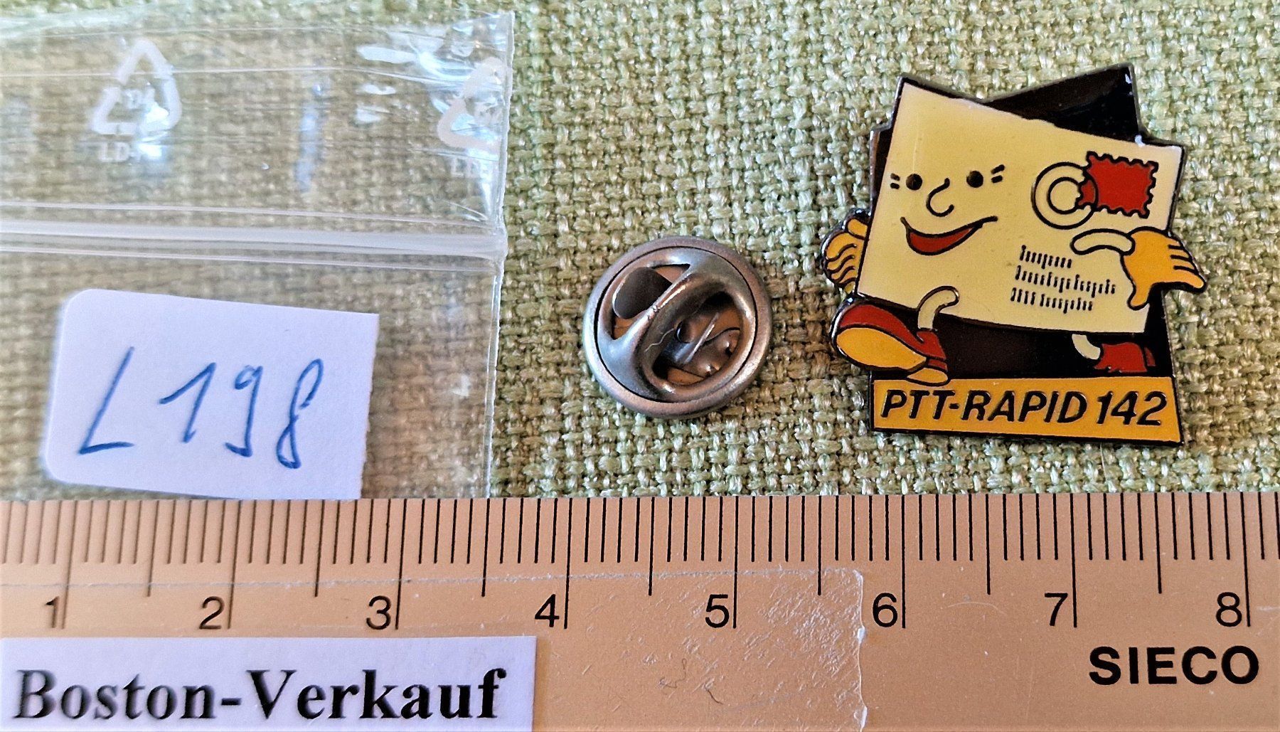 Placchette & Badge: L198 - Pin Die Post PTT Rapid 142 Brief – Usato da Reinach BL venduto da Boston-Verkauf 1