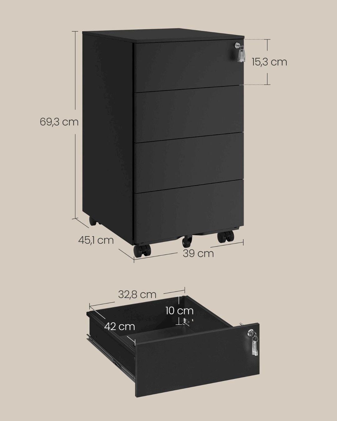 Korpus: Rollcontainer 4 Schubladen 45x39x69cm – Neu und originalverpackt aus Bottighofen von zaap 3