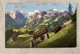 Ansichtskarte Braunwaldbahn mit Bergen und Gletscher
