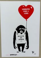 KeC: Banksy monkey “no luck on Tinder”, signiert 11/20