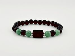 Herrenarmband Sternzeichen Symbol Waage Holzperlen und Jade