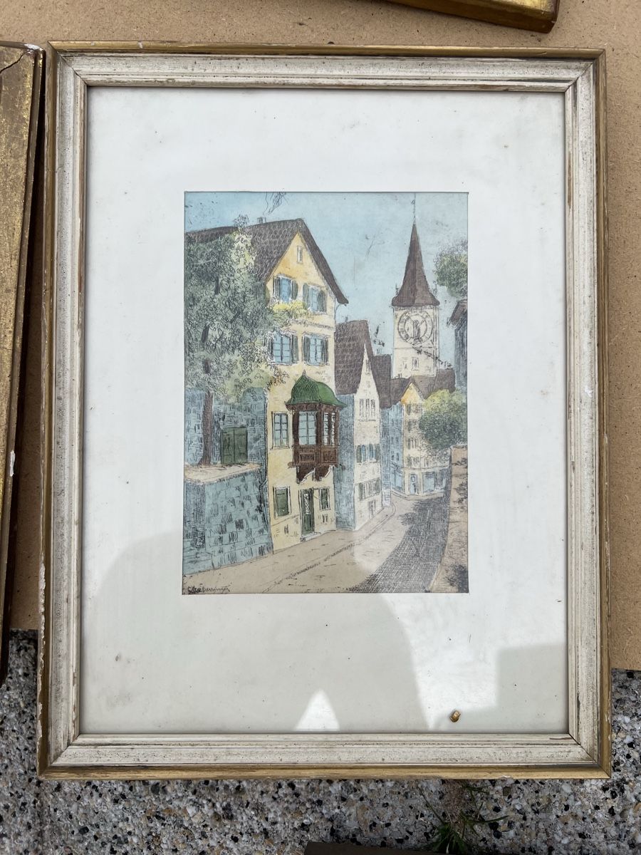 Posters & Illustrations: 2 Bilder antik Zürich st. Peter – D'occasion à Dittingen par Bellevista 1