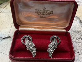 Antike Ohrclips in Sterlingsilber mit Markasiten