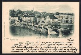 Basel, Alte Rheinbrücke mit Gross-Basel