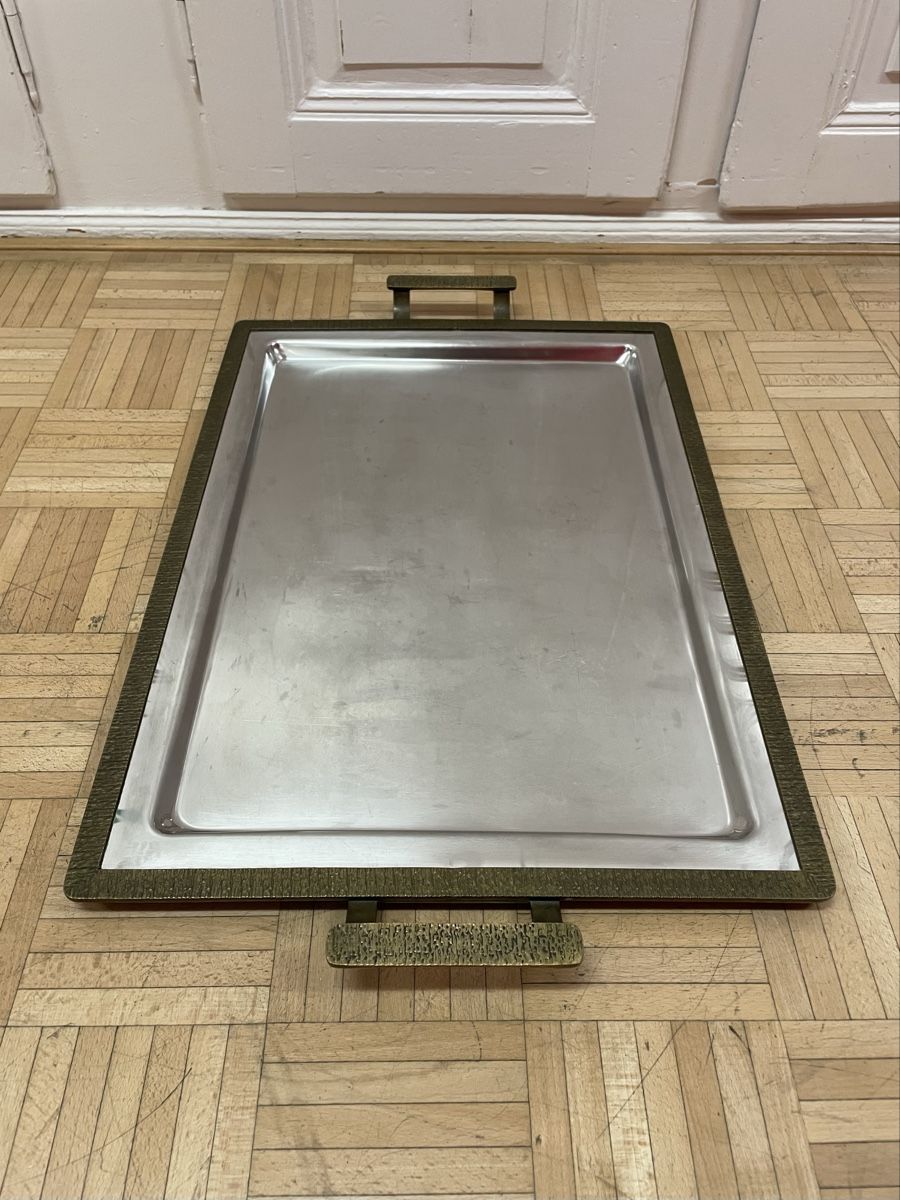 Servierplatten: Kolossales Bronze Serviertablett Brutalismus Tablett vintage – Gebraucht aus Zürich von Vintagewiesel 5