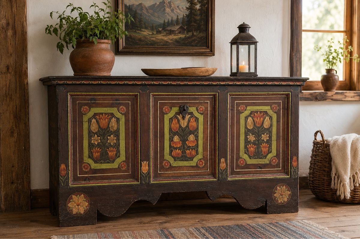 Cassapanche: Antike Truhe mit Blumenmotiven – Usato da Meggen venduto da Ricardofrank