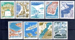 JUGOSLAWIEN 9 MARKEN TOURISMUS ** POSTFRISCH ** - XY98