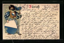 Litho Zürich, Edelmann in Blau-Weiss mi