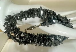 Elegante Hämatit Longkette 80 cm – 86 g - handgefertigt