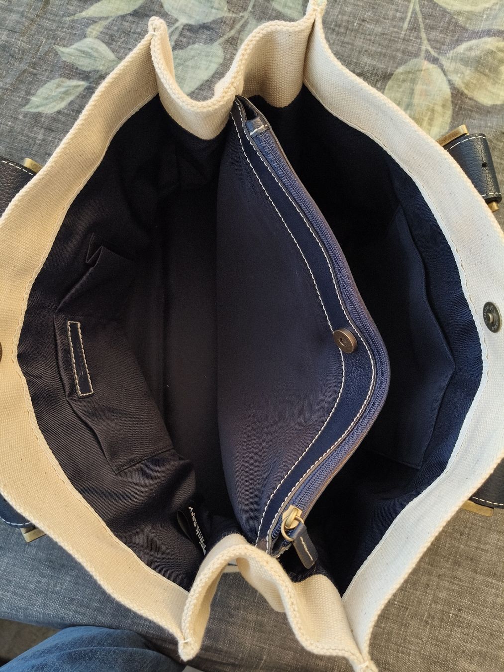 Tessuti: Pack easy canvas leather handle handbag beige blue go – Usato da Zürich venduto da sha_vw65 2