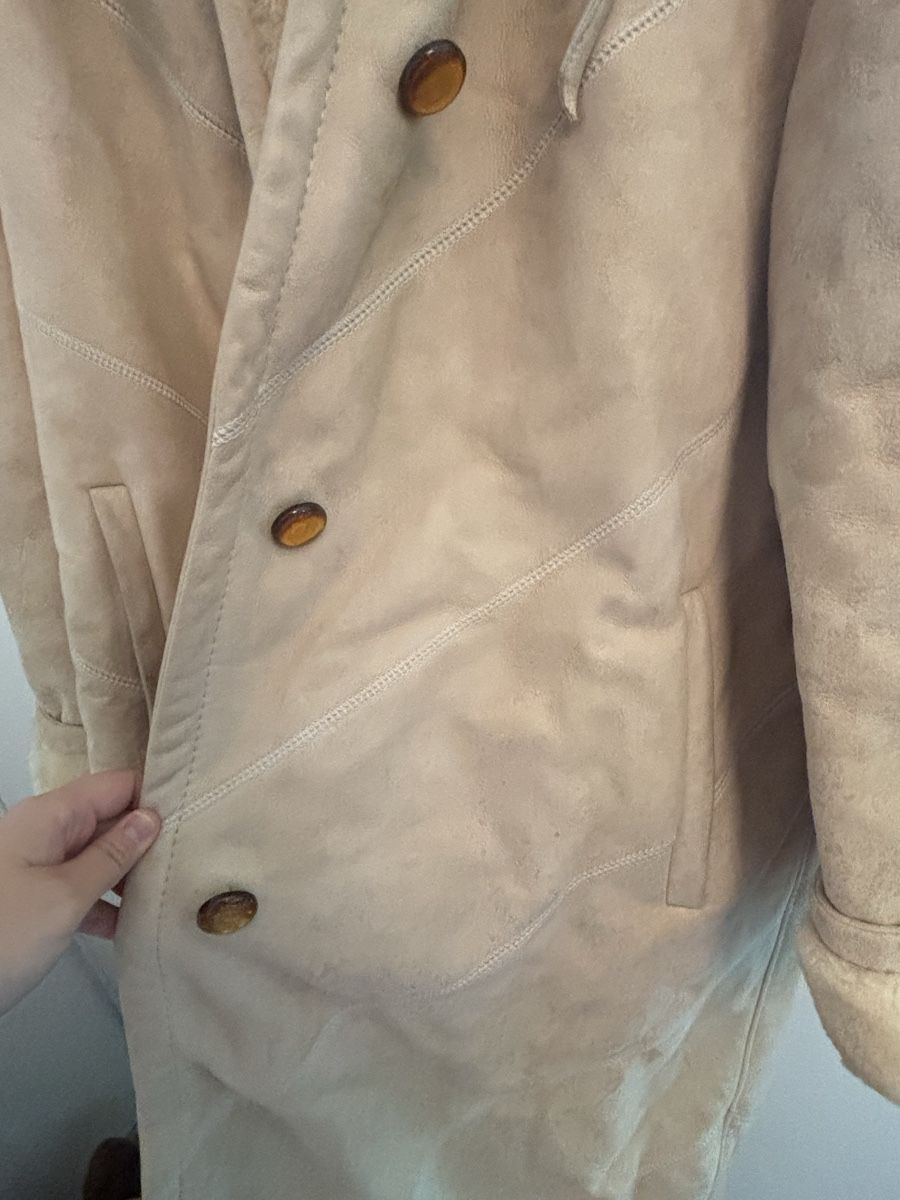 Cappotti: Vintage Genuine Leather Style Shearling Coat Beige – Usato da Zürich venduto da dor_7gyk 2