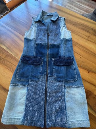 DESIGUAL cooles Jeans-Kleid Patchwork Gr. 34 mit Spitze