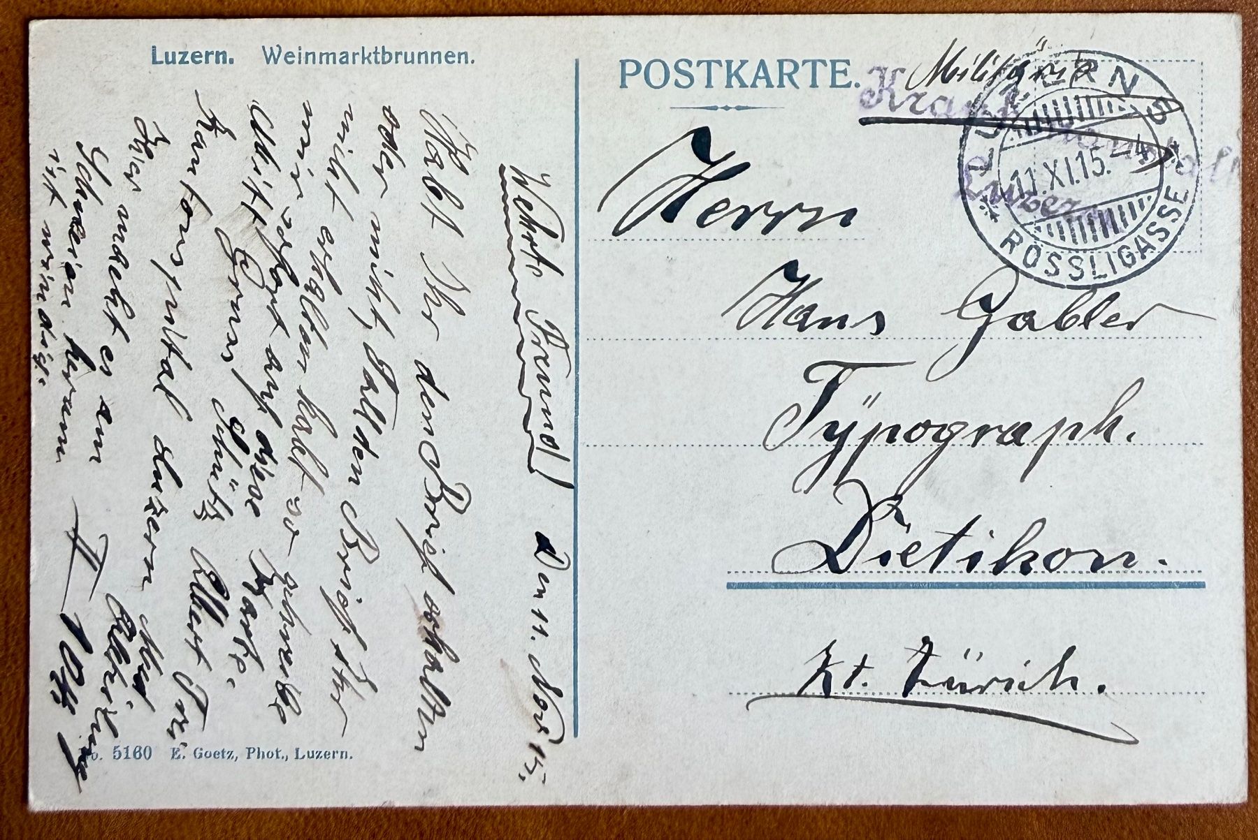 Cartoline postali: Luzern - Weinmarktbrunnen 1915 – Usato da Lutry venduto da Ediego 1
