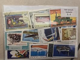 Briefmarken-Sammlung: 100 Stk. Verkehr, Welt, Top!