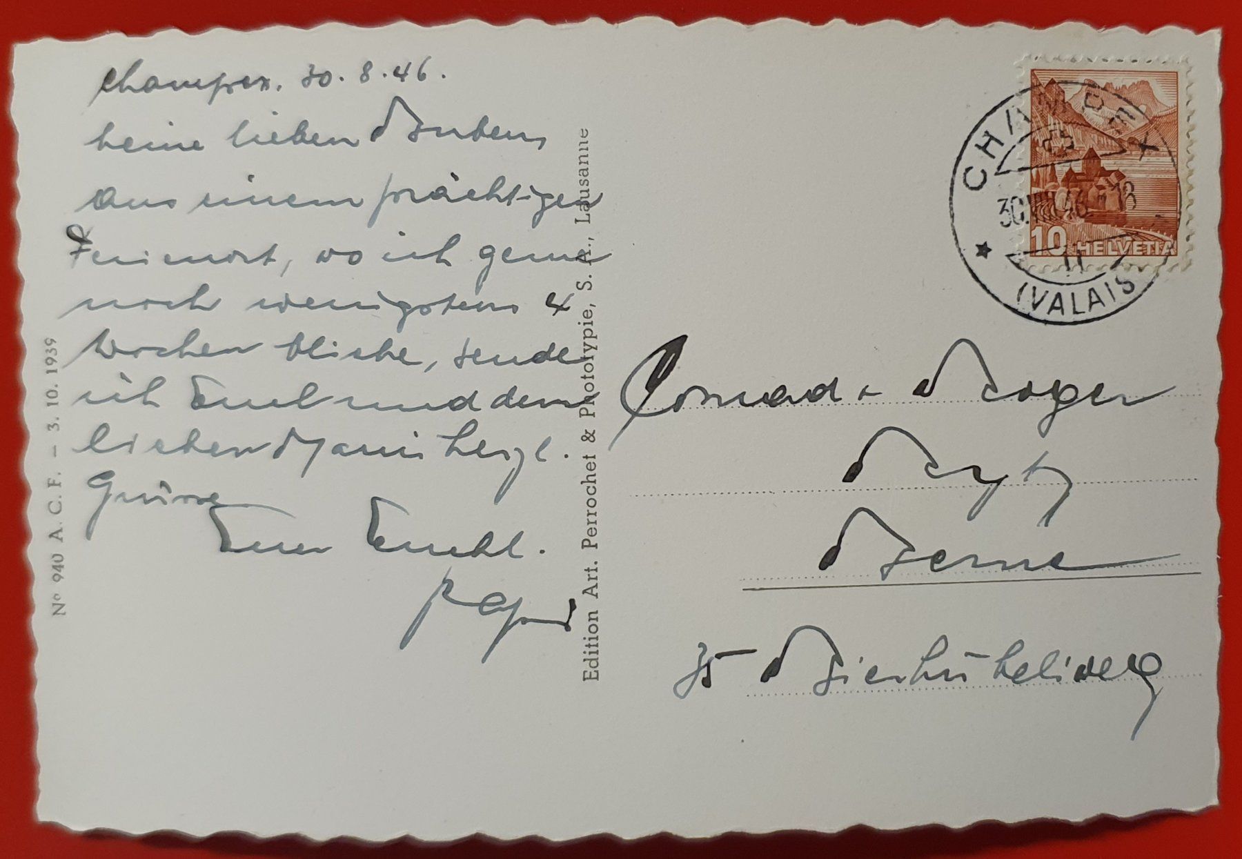 Cartoline postali: Champex 1946 - Val d' Arpette – Usato da Kreuzlingen venduto da Rschweiz1 1