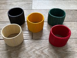 Set Midcentury Serviettenringe aus Bast