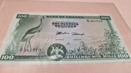 Uganda 100 Schilling 1966 P-18 UNC Banknote Kranich