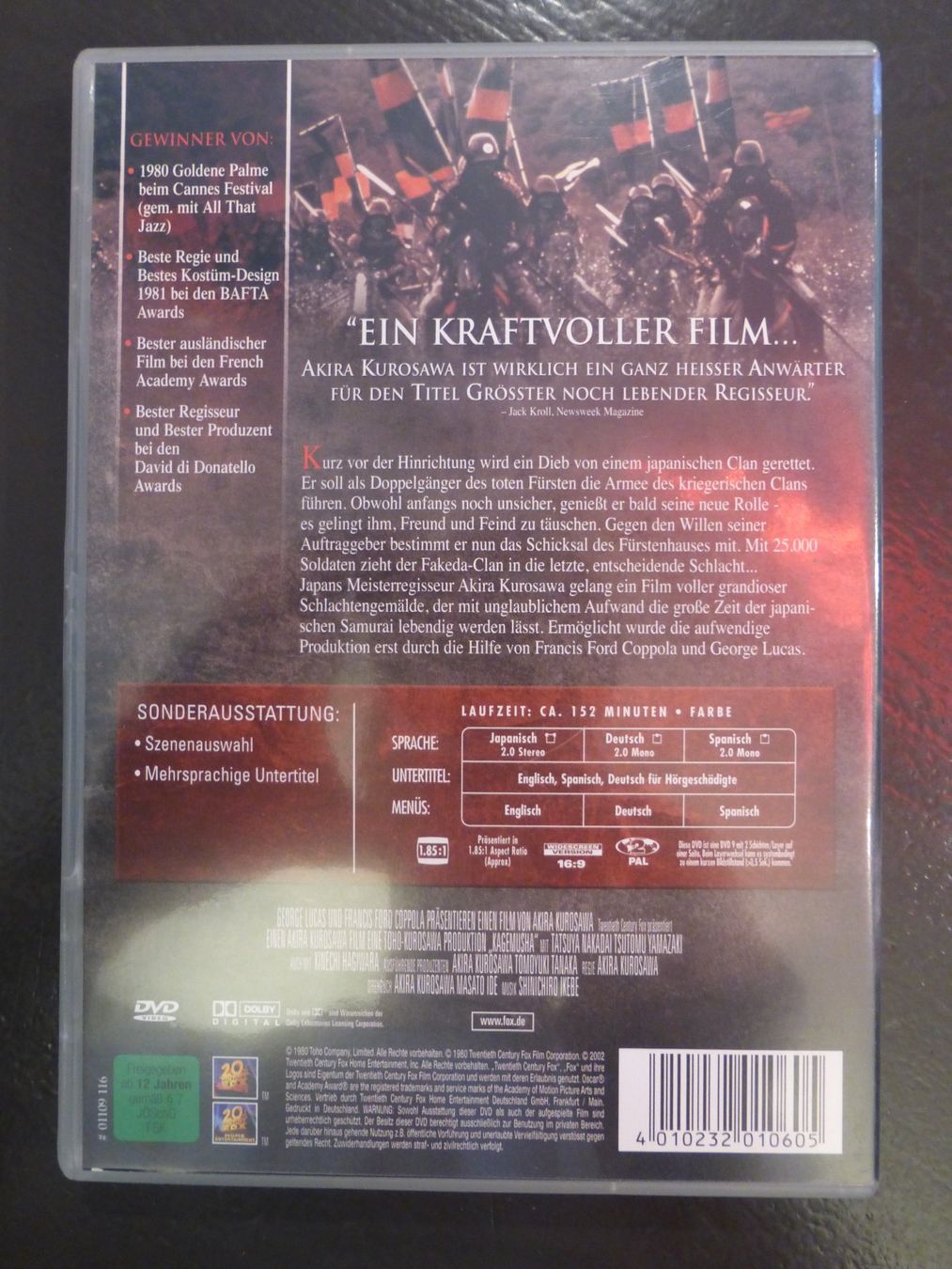 Tutti i DVDs: Kagemusha Akira Kurosawa DVD – Usato da Zumikon venduto da psisound 1