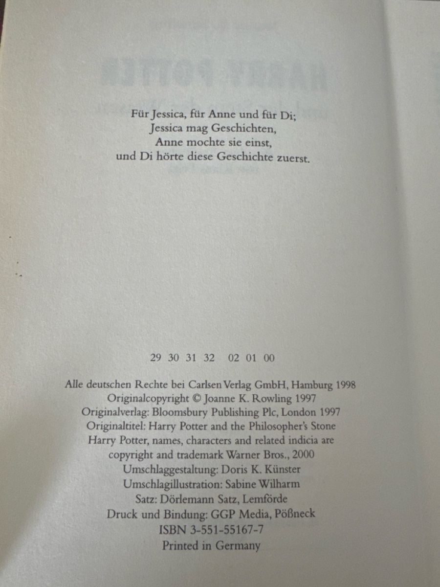 Libri: Harry Potter und der Stein der Weisen        Buch  – Usato da Zürich venduto da Smarties13 2