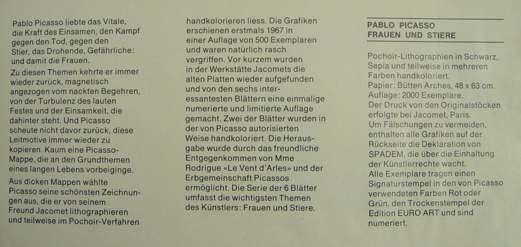 Grafica & Litografie: Lithographie von Pablo Picasso – Usato da Rotkreuz venduto da Dobermann5 9