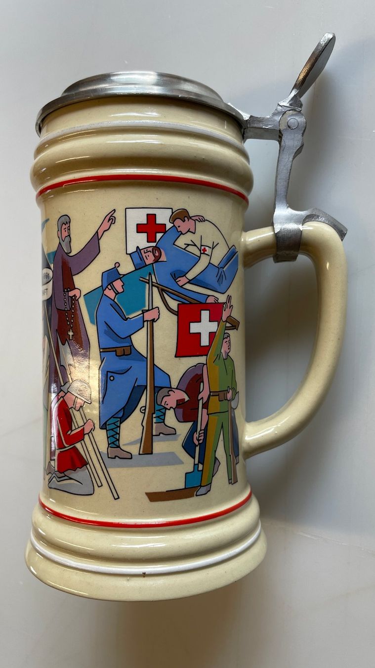 Bicchieri: Bierkrug - 700 Jahre Eidgenossenschaft - Deckel abgebrochen – Usato da Glattfelden venduto da cybermaxx