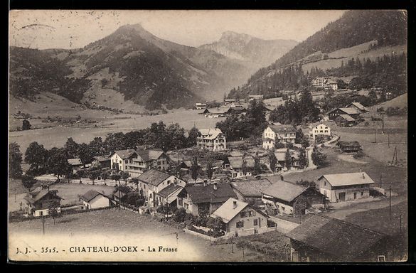 Cartoline postali: Chateau d'Oex, La Frasse, Totalansicht – Usato da Berlin venduto da bartko-reher