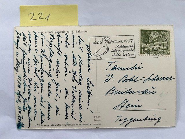 Ansichtskarten: Alte Ansichtskarte Lugano; 1957 – Gebraucht aus Niederwil AG von dahu75 1